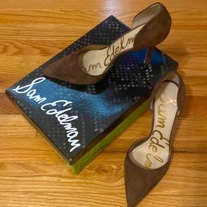 Sam Edelman Delilah Brown Suede d'Orsay Pump Heels K2704 Size
